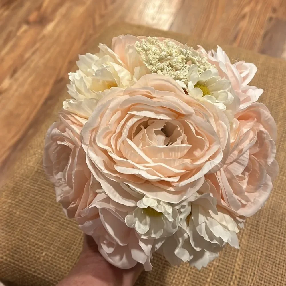 Peony, rose and ranunculus bouquet